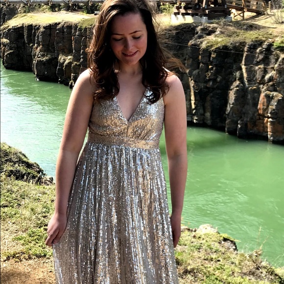 Silver Sequin Prom Dress - Only Worn at Photoshoot - Picture 3 of 4